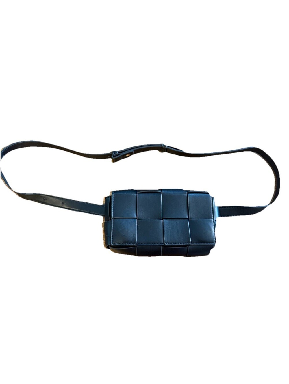 Black Braided Belt Bag Unbranded Magnetic Closure Removable Snap In Wallet